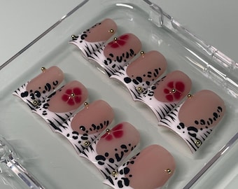 She's Giving Set | Short Duckies | Y2K Baddie Animal Print Press Ons | Fast Shipping! | GirlyPopCouture