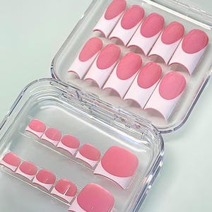 Classic French Tip Press On Nails & Toes Set | Salon Ready, Long Lasting, Reusable! | GirlyPopCouture