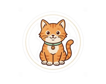 Cute Orange Tabby Cat Sticker Kiss-Cut Vinyl Decal | Cute Cat Decal