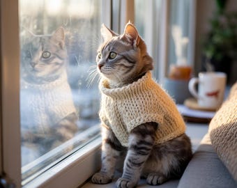 Beginner Cozy Crochet Cat Sweater Pattern | Easy Winter Outfit PDF Pattern