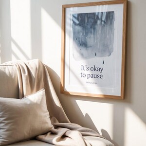 Rainy Day Reflections Wall Art – Emotional Healing Quote Poster – Minimalist Mental Health Printable – Calm Self-Care  Therapy Space