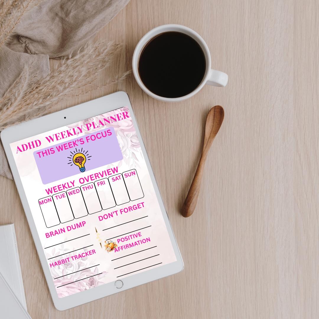 ADHD Weekly Planner Printable: Neurodivergent Organizer, Mental Health ...
