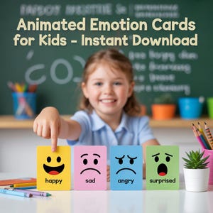 Digital Emotion Cards for Kids  | Animated Feelings Flashcards  | Classroom Therapy Tools for Teachers & Therapists