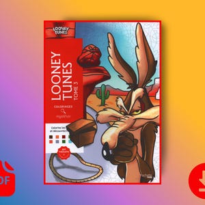 PDF para colorear de misterio de Looney Tunes, Bugs Bunny para colorear por números, terapia artística para adultos, dibujos animados de Warner Bros para imprimir, descarga digital, PDF