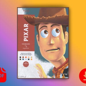 Disegni da colorare misteriosi Disney Pixar in PDF, Toy Story da colorare con i numeri, Monsters & Co. da stampare, libro da colorare, arteterapia per adulti, download immediato