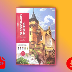 Color by Number Printable PDF – 50 Page Coloring Book | Castle & Landscape Art | Stress Relief Coloring for Kids - Adults | Instant Download