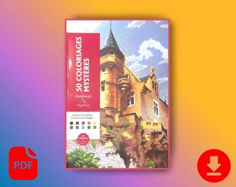 Color by Number Printable PDF – 50 Page Coloring Book | Castle & Landscape Art | Stress Relief Coloring for Kids - Adults | Instant Download
