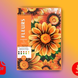 Libro para colorear flores por números (PDF) / Páginas para colorear flores misteriosas / Descarga instantánea