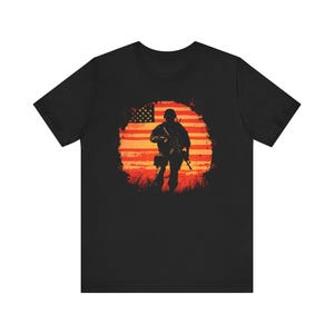 Patriotic Soldier Tee, Unisex Short Sleeve Shirt, Veterans Day Gift, Memorial Day Apparel, Military Pride T-Shirt, USA Flag Top