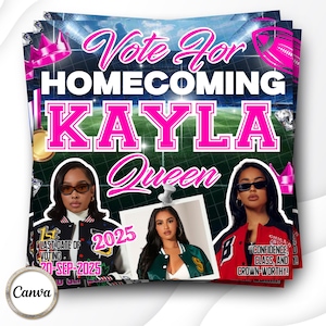 Homecoming Queen Flyer, Vote for Me Flyer, School Campaign Flyer, Homecoming Flyer, HOCO Flyer, Prom Flyer, Homecoming Election Flyer, Canva