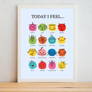 Kolorowy wystrój klasy „Feelings” – plakat do wydrukowania dla nauczycieli – natychmiastowe pobranie sztuki ściennej