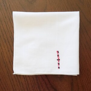 Red and Black Embroidered Cotton Handkerchief, Vintage Men's Handkerchief, Men's Wedding Accessory, Embroidered Men's Hankie