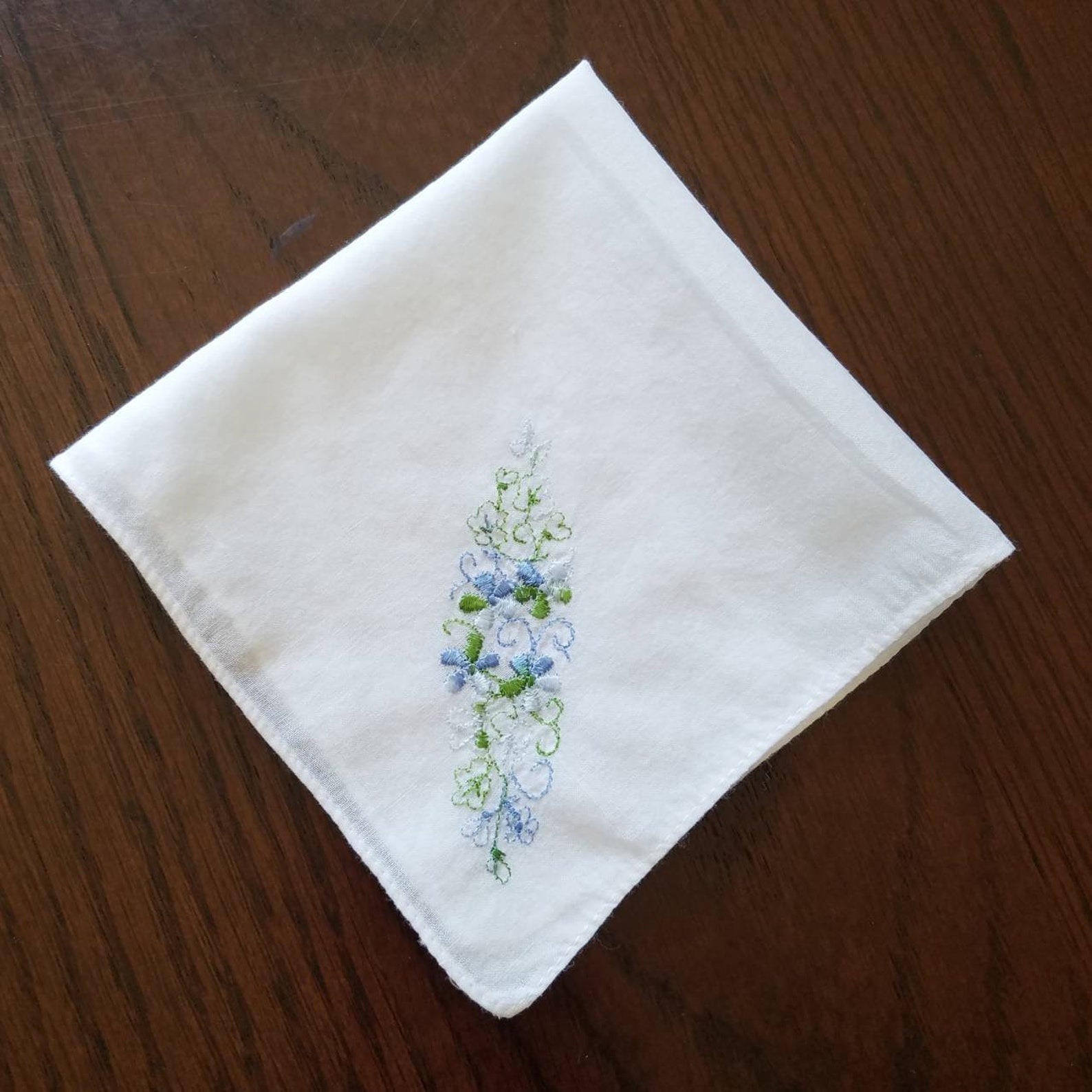Fiore Spray ricamato fazzoletto di cotone fazzoletto vintage Etsy Italia