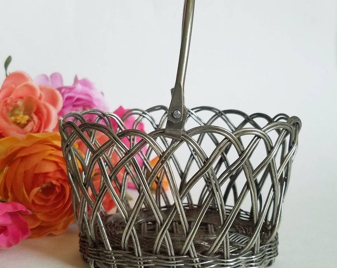Vintage Small Silver Wire Basket W/ Handle Flower Girl Etsy