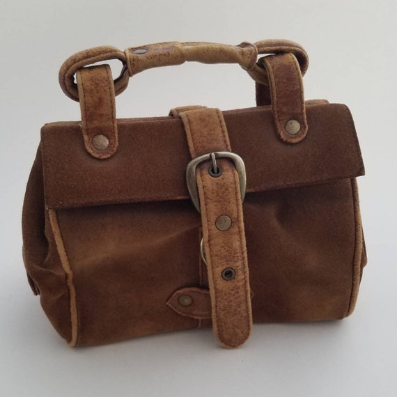 Tano of Madrid Suede Satchel, Vintage Brass and Le