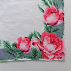Pink Roses Printed Cotton Handkerchief, Vintage Handkerchief, Spring Wedding Accessory,