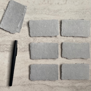 Handmade Paper Deckled Edge Card - Payne&#39;s Grey Mixed Media - Business Cards, Wedding Place Cards, Escort Cards