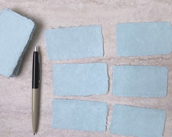 Handmade Paper Deckled Edge Card - Celadon Mixed Media - Business Cards, Wedding Place Cards, Escort Cards
