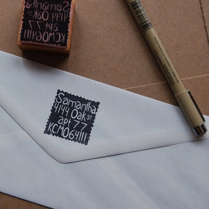 Custom Return Address Stamp - 1.5 inch Square - Hand Carved Personalized Stamp