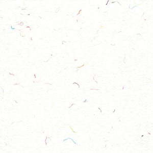 May include: White textured paper with small colorful flecks and specks throughout.