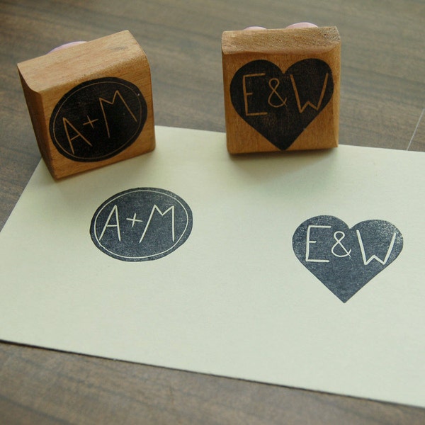 Custom Couple's Initial Stamp - 1.5 inch - Personalized Wedding or Engagement Gift