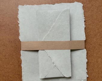 Stationery Set - Light Grey blue Handmade Paper with Envelopes for Letter Writing