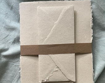 Stationery Set - Cream Handmade Paper with Pointed Flap Envelopes