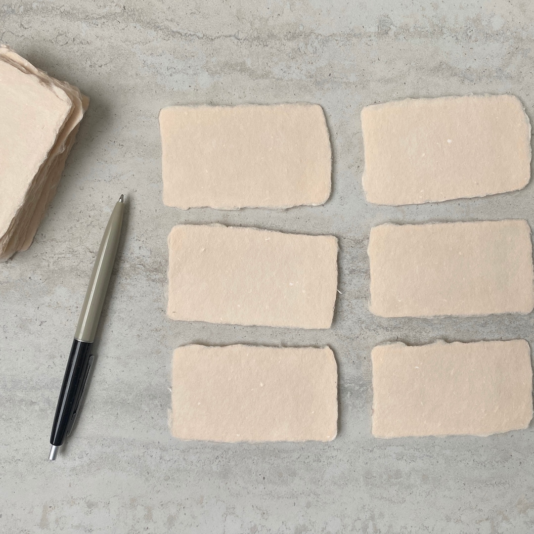 Handmade Paper Deckled Edge Card - Buff Mixed Media - Business Cards ...