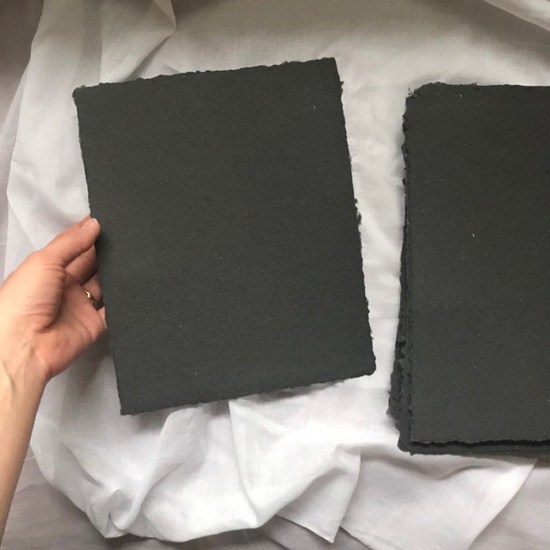 Vintage Black Cotton Handmade Paper 11x14 Fine Art Paper