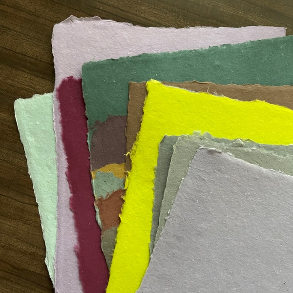 10 Sheets Small Handmade Paper - Imperfect sheets - 8x10