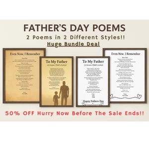 Paquete "Aun ahora, recuerdo" y "A mi padre" / 2 poemas imprimibles para el Día del Padre / Cartas emotivas para papá / Estilo vintage y moderno / Arte mural