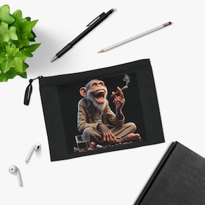 Funny Monkey Pencil Case, Quirky Stationery Pouch, Ideal for Students, Office Supplies, Gift for Animal Lovers