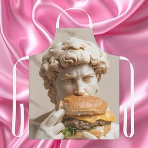 Funny Chef Apron with Michelangelo&#39;s David, Cooking Gift for Foodies, BBQ Apron for Men, Unique Kitchen Accessory, Culinary Humor