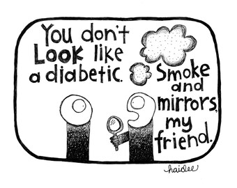 FingerPrick: You Don't LOOK Like a Diabetic - Pen & Ink Illustration