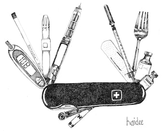 Swiss-abetic Pen & Ink Diabetes Illustration