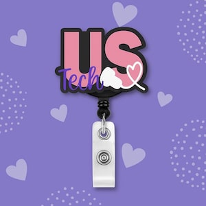 US Tech Badge Reel – Sonographer ID Holder | Cute Ultrasound Badge Reel for Medical Professionals