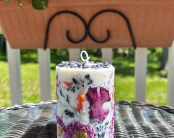 Handmade Soy Wax Candle with Dried Lavender | Floral Aroma | 250g | Natural | Gift for Her