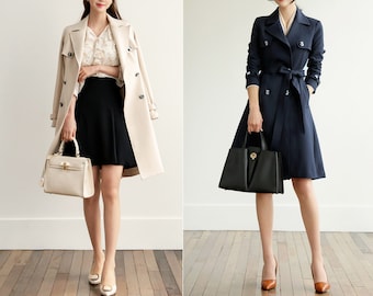 Women Classic Trench Coat / Korean Style Trench Jacket for Women / Plus Size Jacket