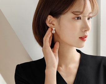 Shining Square Earrings / Korean Style Accessory / Decorative Ornament Earrings for Women