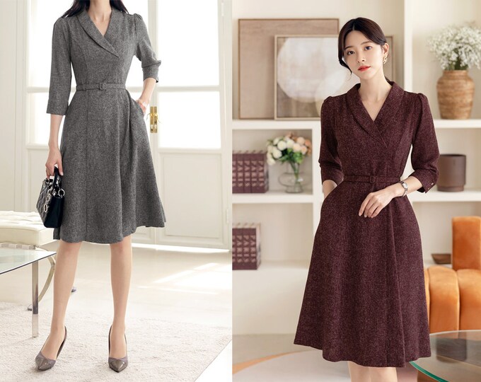 shawl collar cocktail dress