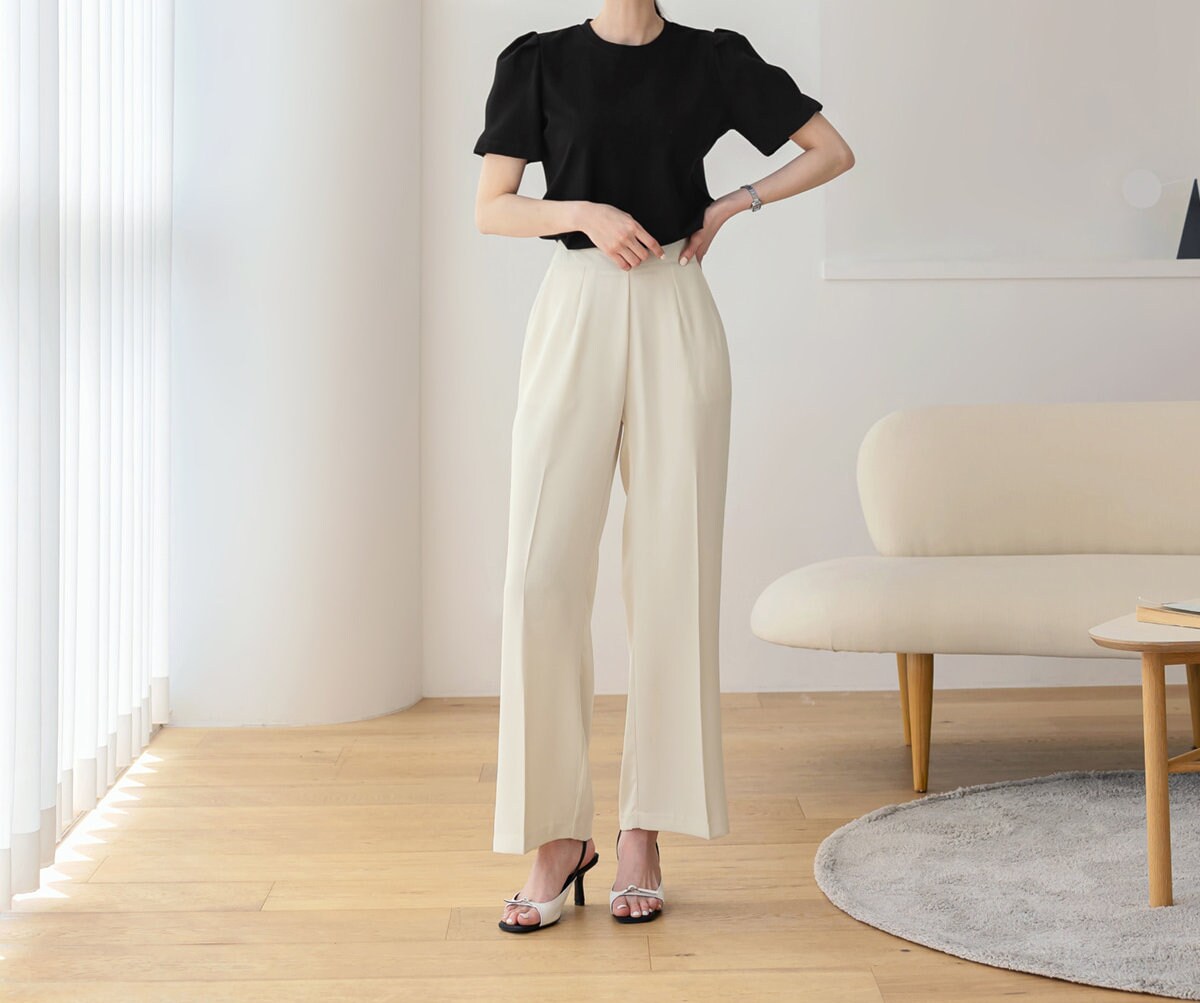 Comfortable Elegant Wide Pants for Women / Korean Style Women Elastic  Waistband Pants / Comfortable Casual Office School Pants 