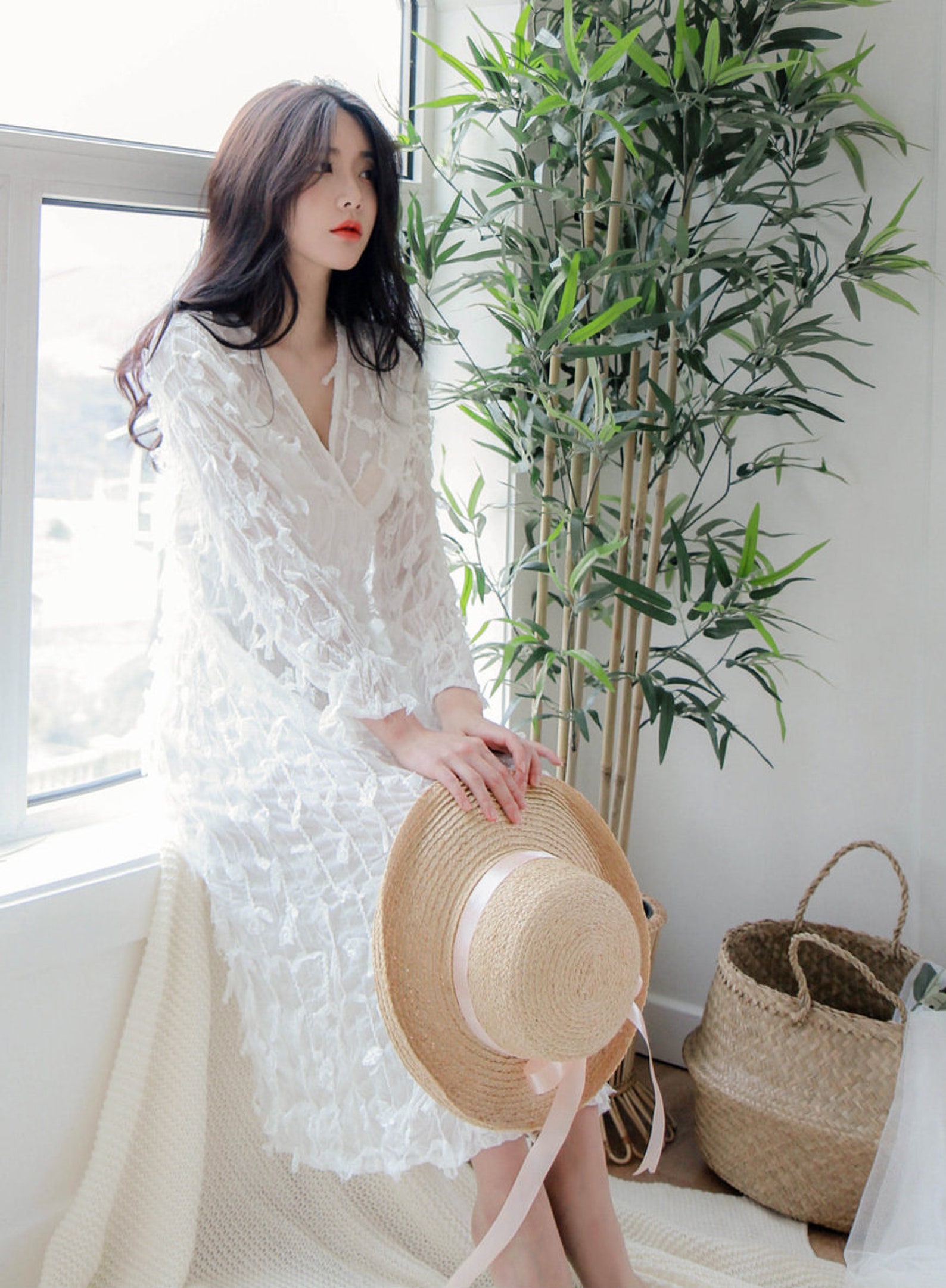 White See-Through Dress / Korean Style Women Dress / Deep | Etsy