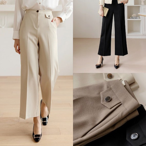 Cómodos pantalones anchos elegantes para mujer/pantalones anchos de estilo  coreano para mujer/pantalones cómodos informales para oficina y escuela -   México