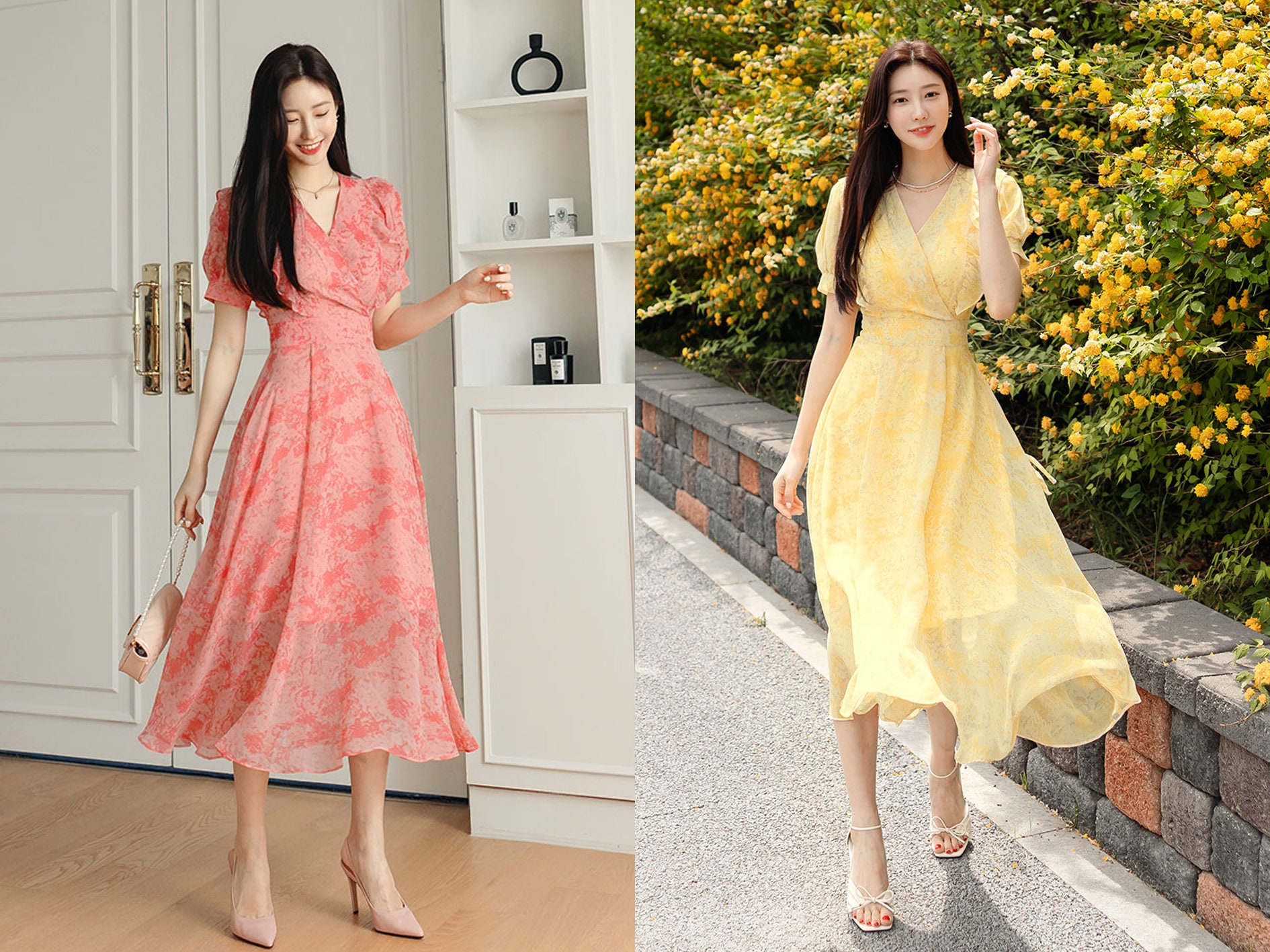 Spring Autumn V-neck Long Dress Korean Fashion Robe Summer Dresses Women  2023 Casual Female Clothing Elegant Gowns Basic Zy7678 - Dresses -  AliExpress