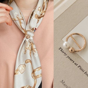 Elegant Feminine Gold Pearl Scarf Ring / Korean Style Scarf Clip / Luxury wear Elegant Scarf Jewelry