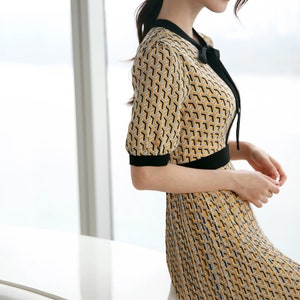 Korean Style Pleated Midi Dress / Short Sleeve Mini Dress / Elegant ...