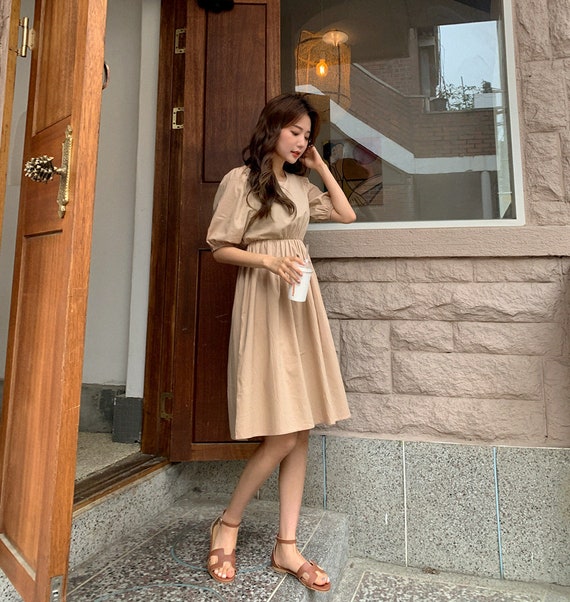 Puff Sleeve Natural Cotton Spring 