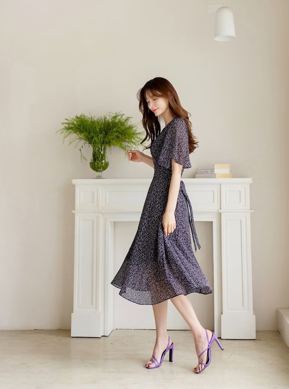 Plus Size Korean Green Floral Midi Dress – Pluspreorder