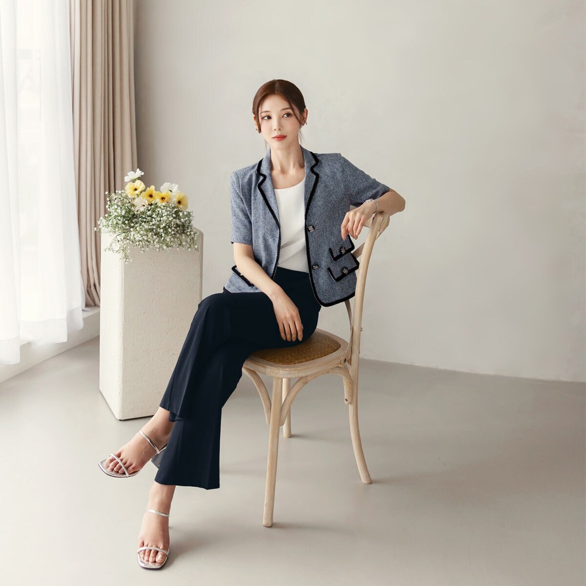Elegant Tweed Jacket for Summer / Korean Style Classic Tweed 