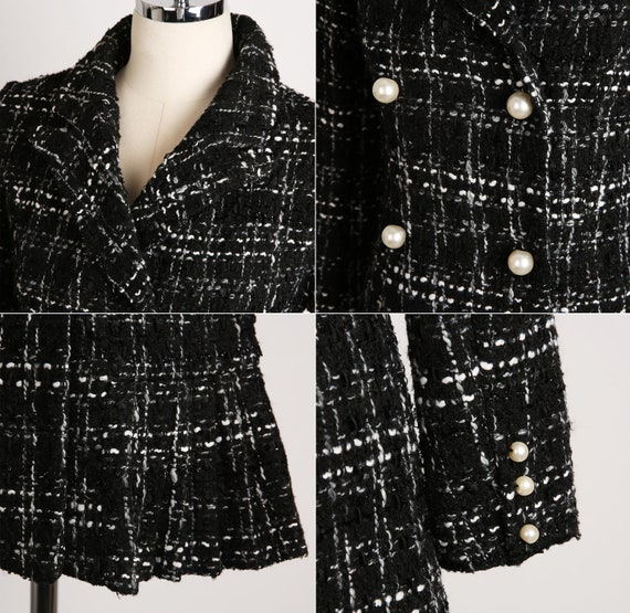 Elegant Plaid Tweed Plus Size Jacket For Women Korean Fashion O